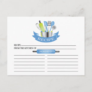 Blue Kitchtools Brautparty Rezept Karten