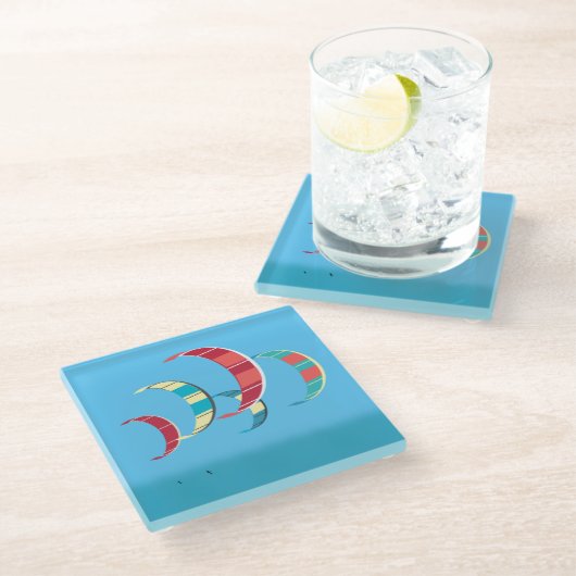 Blue Kite Surfglas Untersetzer (Schrägansicht)
