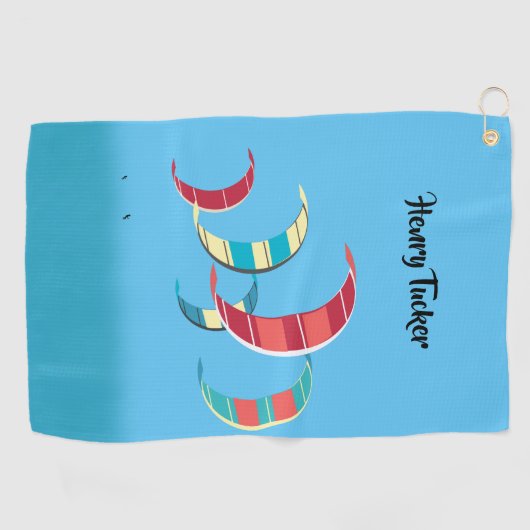 Blue Kite Surfing Golf Handtuch (Horizontal)