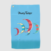 Blue Kite Surfing Golf Handtuch (Vorderseite)