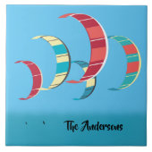 Blue Kiteboarding Design Fliese (Vorderseite)