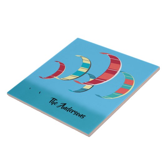 Blue Kiteboarding Design Fliese (Seite)