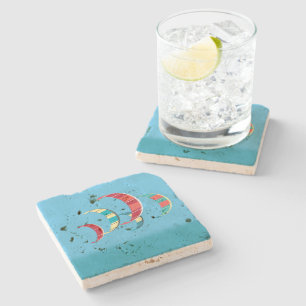 Blue Kiteboarding Design Stone Untersetzer