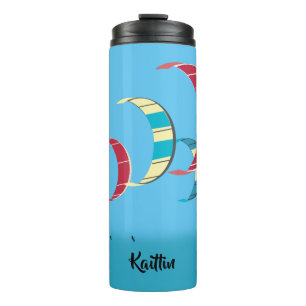Blue Kiteboarding Design Thermosbecher