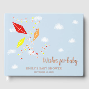 Blue Kites Baby Dusche Gold Foil Wünsche für Baby Gästebuch