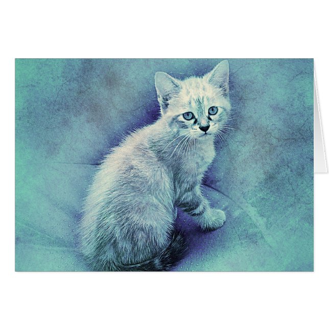 Blue Kitten | ABSTRAKT | Wasserfarbe (Vorderseite (Horizontal))