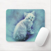 Blue Kitten | ABSTRAKT | Wasserfarbe Mousepad (Mit Mouse)