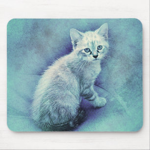Blue Kitten   ABSTRAKT   Wasserfarbe Mousepad