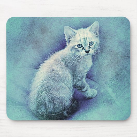 Blue Kitten | ABSTRAKT | Wasserfarbe Mousepad (Vorne)