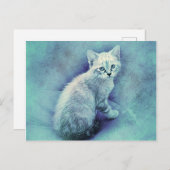 Blue Kitten | ABSTRAKT | Wasserfarbe Postkarte (Vorne/Hinten)