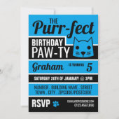 Blue Kitten Geburtstagsparty Einladung (Vorderseite)