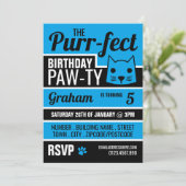 Blue Kitten Geburtstagsparty Einladung (Stehend Vorderseite)