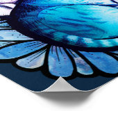 Blue Kitty Cat Halo Mucha Style Floral Poster (Ecke)