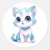 Blue Kitty Classic Round Sticker (Vorderseite)