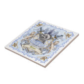 Blue Knight Familienwappen Nachname Fliese (Seite)