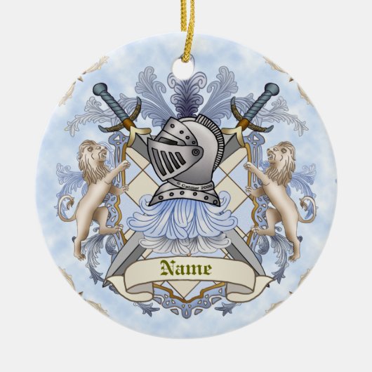 Blue Knight Familienwappen Nachname Ornament (Vorne)