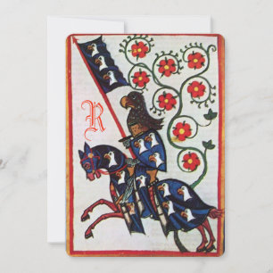 BLUE KNIGHT HORSEBACK MEDIEVALISIERUNG Monogramm Ankündigung