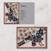 BLUE KNIGHT HORSEBACK Mittelalterliche Rote Rosen  Visitenkarte (Vorne/Hinten)