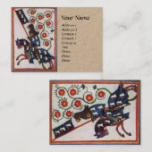 BLUE KNIGHT HORSEBACK Mittelalterliche Rote Rosen Visitenkarte (Vorne/Hinten)