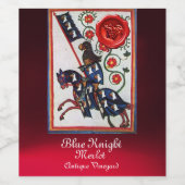 BLUE KNIGHT HORSEBACK RED WAX SIEGEL, GRAPEN WEINETIKETT (Einzelnes Label)