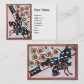 BLUE KNIGHT HORSEBACK Rote Rosen Mittelalterliche Visitenkarte (Vorne/Hinten)