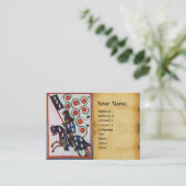 BLUE KNIGHT HORSEBACK Rote Rosen Mittelalterliches Visitenkarte (Stehend Vorderseite)