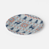 Blue Knited Weihnachts Sweater Rentier Muster Pappteller (Schrägansicht)