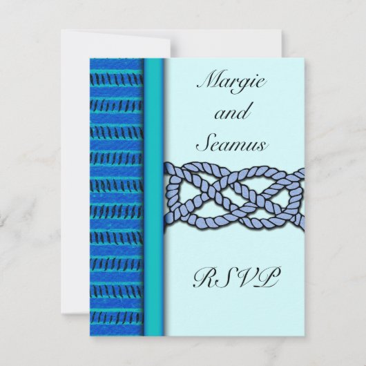 Blue Knotted Nautical Wedding RSVP Karte (Vorderseite)