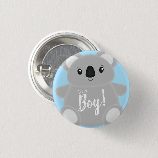 Blue Koala Bear Baby Dusche Button (Vorne & Hinten)