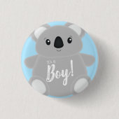 Blue Koala Bear Baby Dusche Button (Vorderseite)