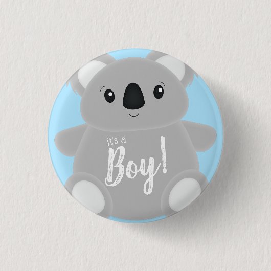 Blue Koala Bear Baby Dusche Button (Vorderseite)
