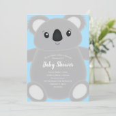 Blue Koala Bear Baby Dusche Einladung (Stehend Vorderseite)