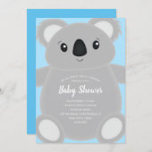 Blue Koala Bear Baby Dusche Einladung (Vorne/Hinten)