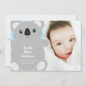 Blue Koala Bear Baby Dusche Einladung (Vorderseite)