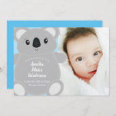 Blue Koala Bear Baby Dusche Einladung (Vorne/Hinten)