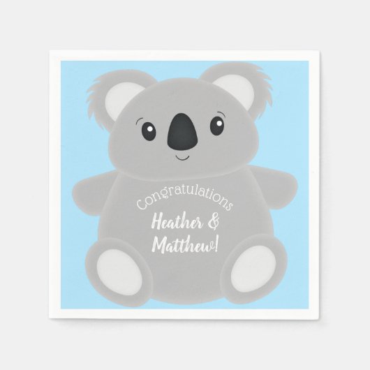 Blue Koala Bear Baby Dusche Serviette (Vorderseite)