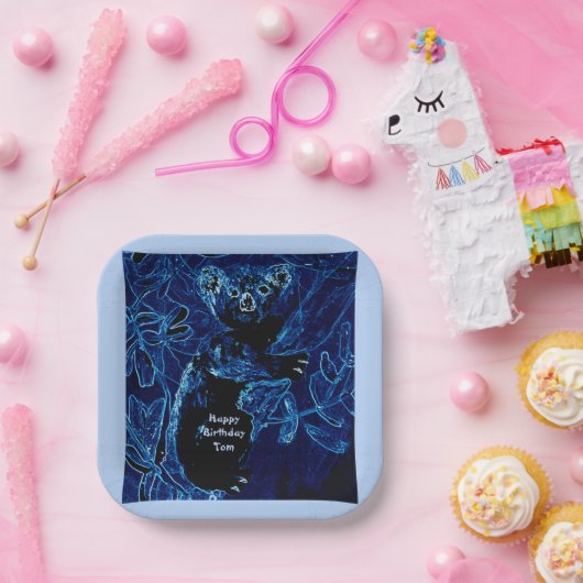 Blue Koala Bear Birthday Pappteller (Party)