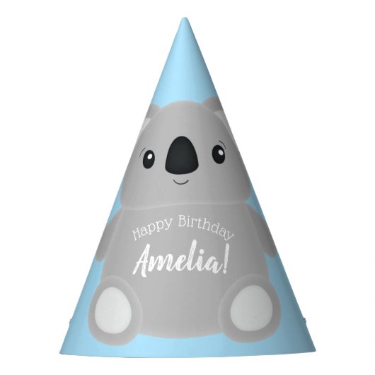 Blue Koala Bear Geburtstagsparty Partyhütchen (Vorderseite)