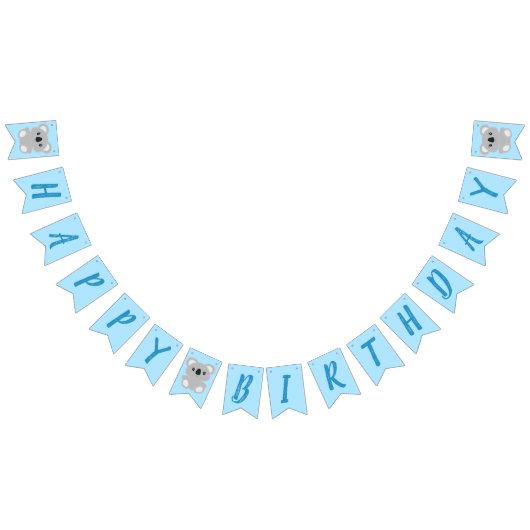 Blue Koala Bear Geburtstagsparty Wimpelkette (Alle)