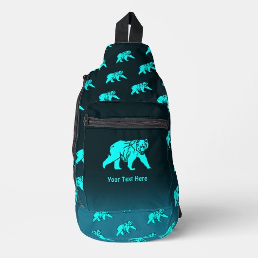 Blue Kodiak Bear Crossbody Bag (Vorderseite)