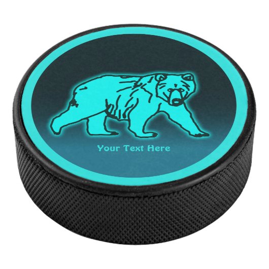 Blue Kodiak Bear Eishockey Puck (3/4)