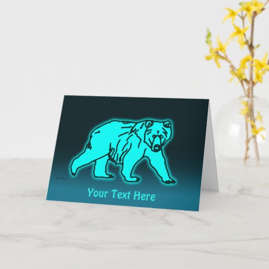 Blue Kodiak Bear Karte (Gelbe Blume)