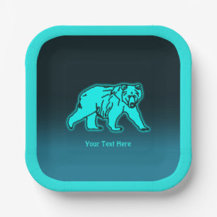 Blue Kodiak Bear Pappteller