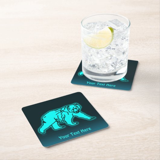 Blue Kodiak Bear Rechteckiger Pappuntersetzer (Vor Ort)