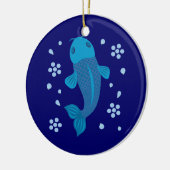 Blue Koi Fish Keramikornament (Links)