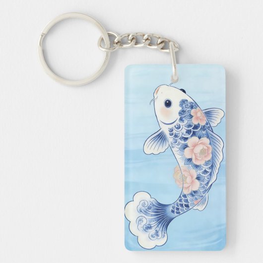 Blue Koi Fish Keychain Schlüsselanhänger (Vorderseite)