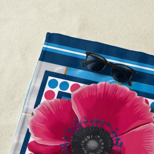 Blue Koi Fish & Pink Blume Pool Custom Strandtuch (Beispiel)