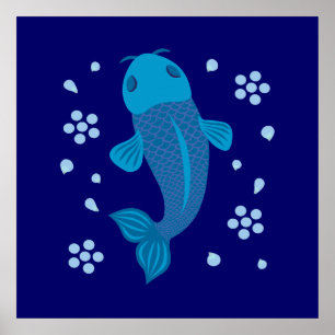 Blue Koi Fish Poster