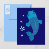 Blue Koi Fish Postkarte (Vorne/Hinten)