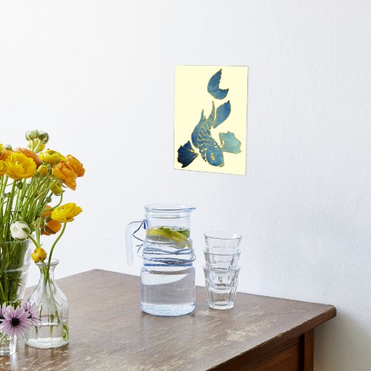 Blue Koi Gold Fish Foil Prints Foliendrucke (Ablage(Küche))